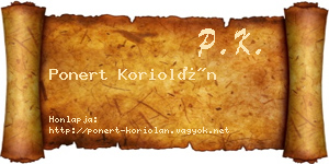 Ponert Koriolán névjegykártya